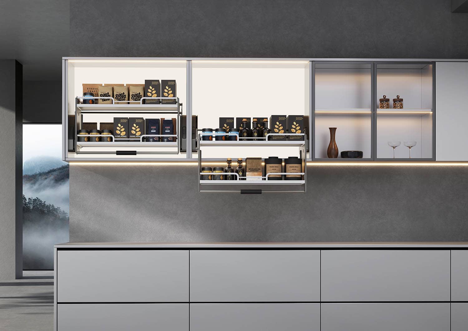 kitchen matt grey tall pantry unit