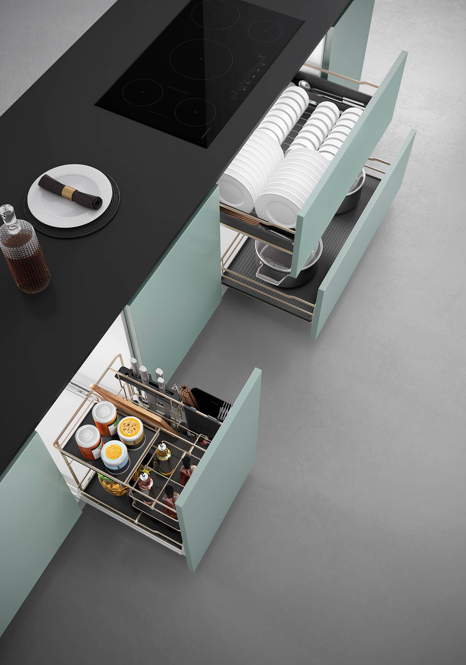 kitchen matt grey tall pantry unit