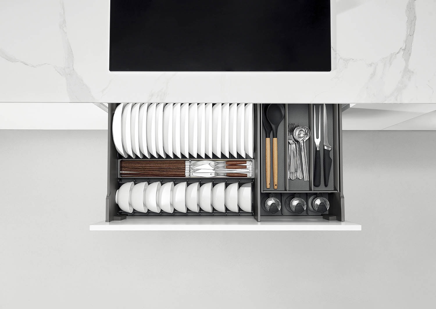 kitchen matt grey tall pantry unit